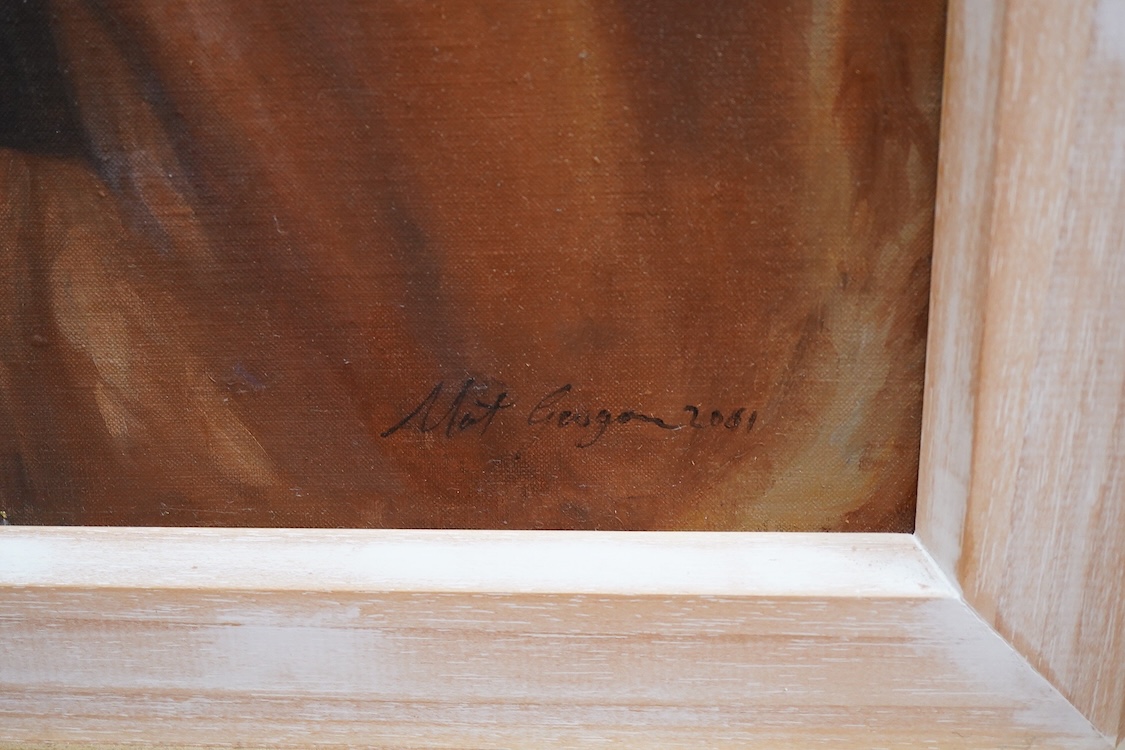 Matt Gascoigne, Study of a bay horse's head, signed and dated 2001, contemporary oil on canvas, 48 x 40cm